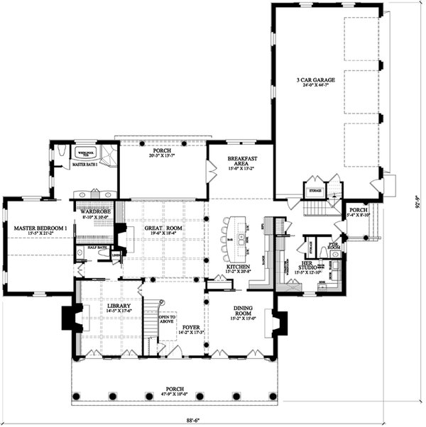 Architectural House Design - Floor Plan - Main Floor for Southern House Plan #137-418 - 5 bed, 5.5 bath