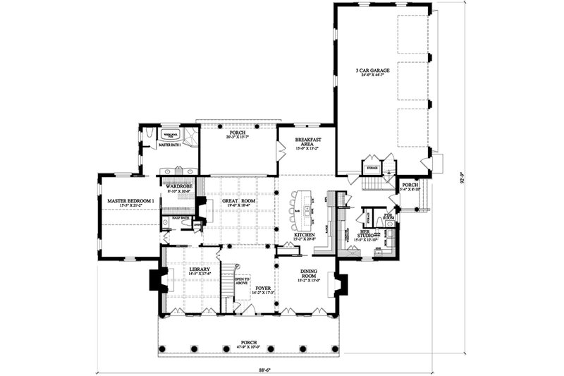 Dream House Plan - Floor Plan - Main Floor for Southern House Plan #137-418 - 5 bed, 5.5 bath