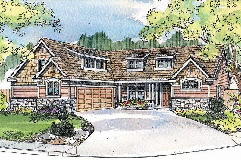 Architectural House Design - Craftsman Exterior - Front Elevation Plan #124-504