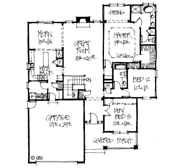 Dream House Plan - Craftsman Floor Plan - Main Floor Plan #20-127
