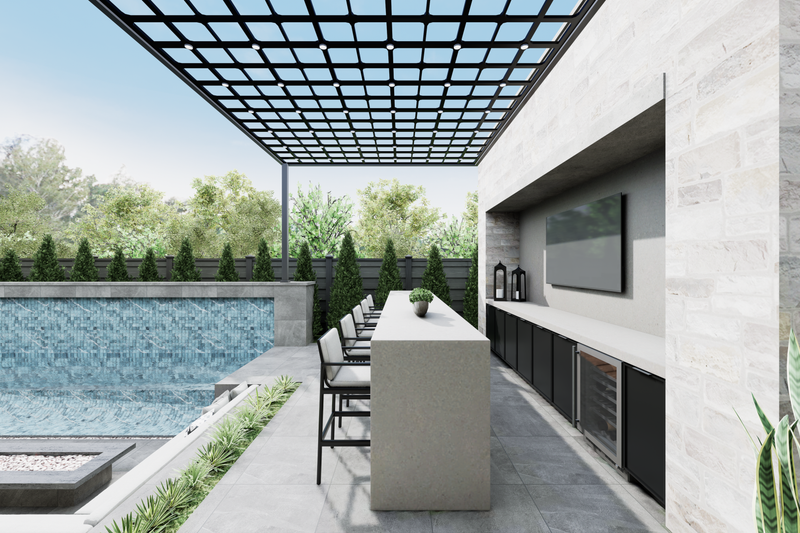 House Blueprint - Exterior - Outdoor Living 12 for Modern House Plan #1087-1 - 4 bed, 3.5 bath