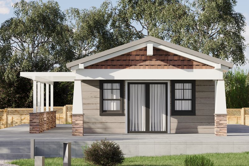House Blueprint - Exterior - Front Elevation 4 for Craftsman House Plan #1106-79, 1 bath