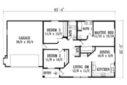 Ranch Style House Plan - 3 Beds 2 Baths 1265 Sq/Ft Plan #1-1072 