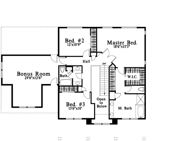 Traditional Floor Plan - Upper Floor Plan #78-153