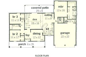 Floor Plan - Main Floor for Traditional House Plan #16-125 - 3 bed, 2 bath