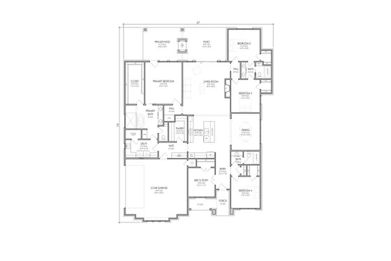 Floor Plan - Main Floor for Craftsman House Plan #1119-11 - 5 bed, 3 bath