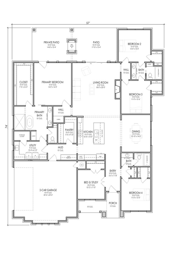House Plan Design - Floor Plan - Main Floor for Craftsman House Plan #1119-11 - 5 bed, 3 bath