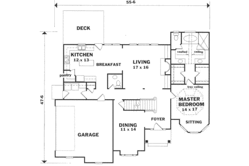 Dream House Plan - Floor Plan - Main Floor for Traditional House Plan #129-125 - 3 bed, 3.5 bath