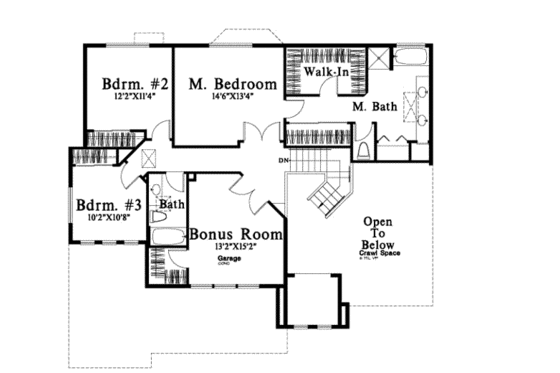 Floor Plan - Upper Floor for Traditional House Plan #78-174 - 3 bed, 2.5 bath
