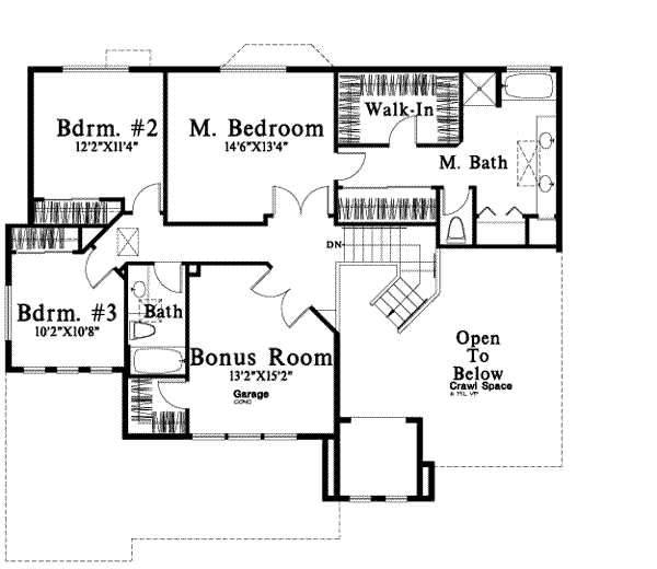 Traditional Floor Plan - Upper Floor Plan #78-174