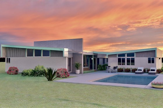 Exterior - Rear Elevation for Modern House Plan #489-14 - 4 bed, 3.5 bath