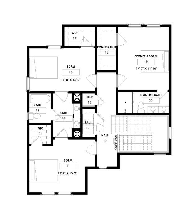 Home Plan - Floor Plan - Upper Floor for Modern House Plan #1129-13 - 3 bed, 2.5 bath