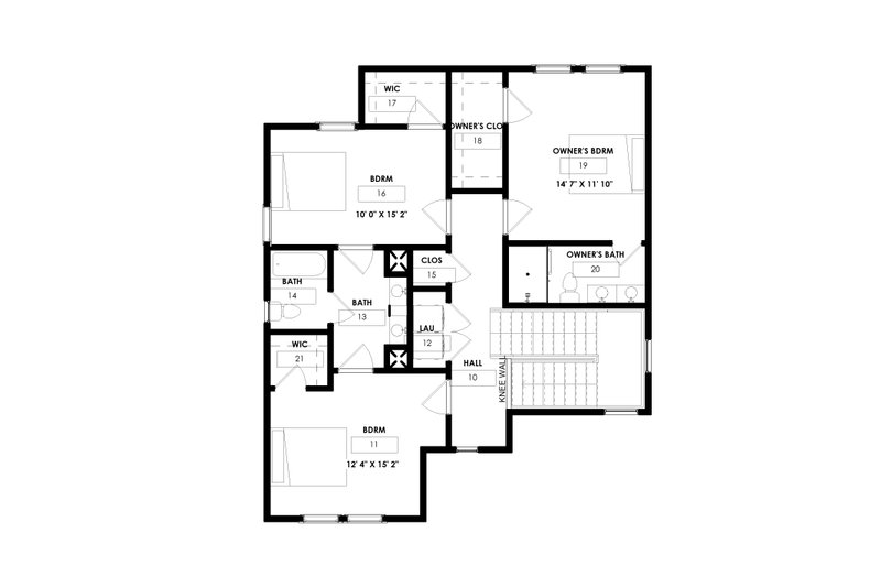 Home Plan - Floor Plan - Upper Floor for Modern House Plan #1129-13 - 3 bed, 2.5 bath