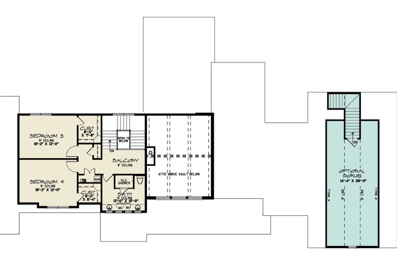 Home Plan - Floor Plan - Upper Floor for Contemporary House Plan #923-400 - 4 bed, 3.5 bath