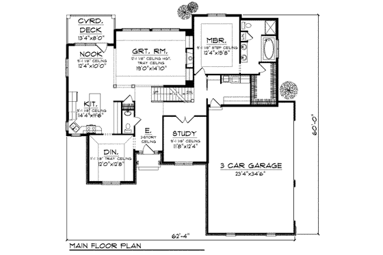 Floor Plan - Main Floor for European House Plan #70-731 - 4 bed, 3.5 bath