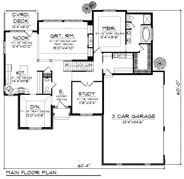 Architectural House Design - European Floor Plan - Main Floor Plan #70-731