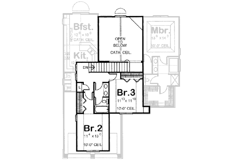 Dream House Plan - Floor Plan - Upper Floor for European House Plan #20-1406 - 3 bed, 2.5 bath