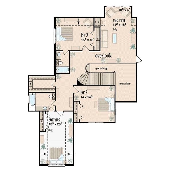 House Plan Design - European Floor Plan - Upper Floor Plan #36-235