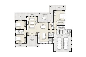 Floor Plan - Main Floor for Contemporary House Plan #924-19 - 3 bed, 2 bath