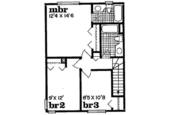 Floor Plan - Upper Floor for Traditional House Plan #47-149 - 3 bed, 2.5 bath