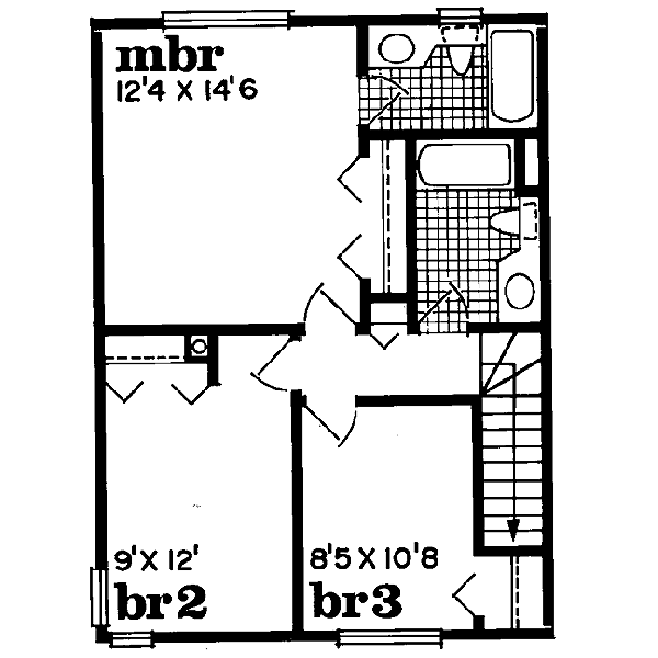 Traditional Floor Plan - Upper Floor Plan #47-149