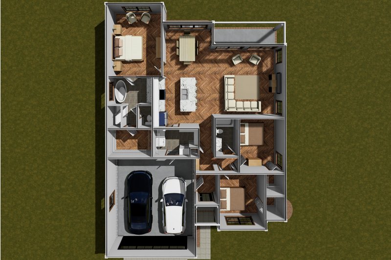 Home Plan - Floor Plan - Main Floor 1 for Cottage House Plan #513-2275 - 3 bed, 2 bath