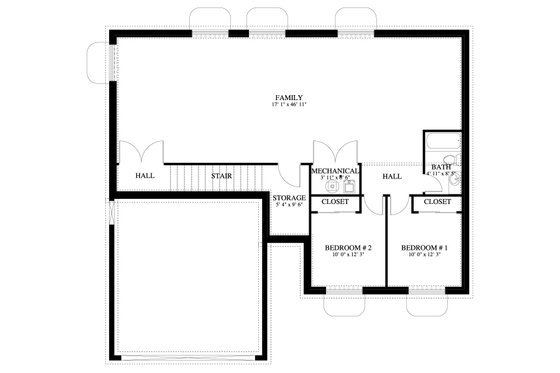 Floor Plan - Lower Floor for Ranch House Plan #1060-469 - 3 bed, 2 bath