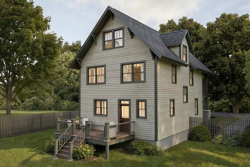 Architectural House Design - Exterior - Rear Elevation for Craftsman House Plan #79-346 - 3 bed, 2.5 bath