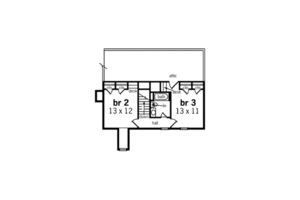 Floor Plan - Upper Floor for European House Plan #45-339 - 3 bed, 2 bath