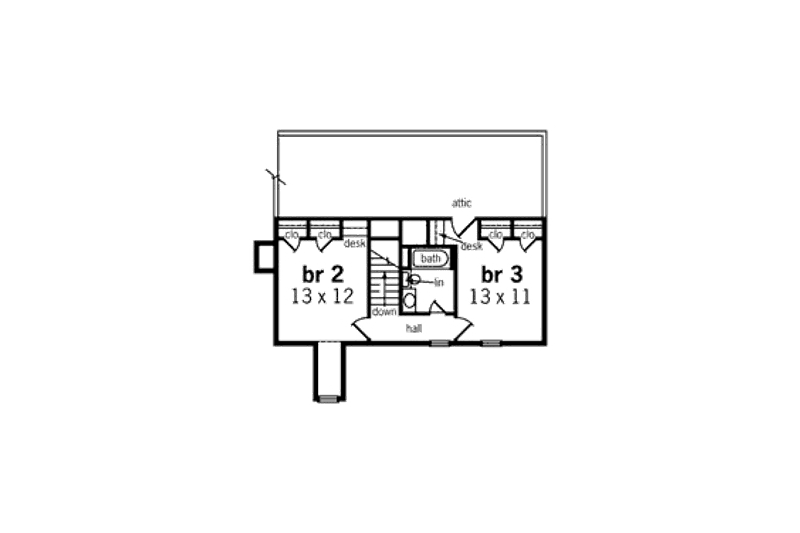 Home Plan - Floor Plan - Upper Floor for European House Plan #45-339 - 3 bed, 2 bath
