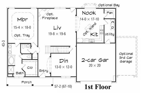 Floor Plan - Main Floor House Plan #329-364 - 4 bed, 2.5 bath