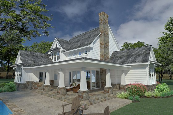 Exterior - Rear Elevation 1 for Farmhouse House Plan #120-251 - 3 bed, 3 bath