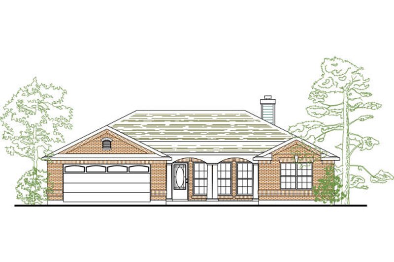 Architectural House Design - Ranch Exterior - Front Elevation Plan #80-134