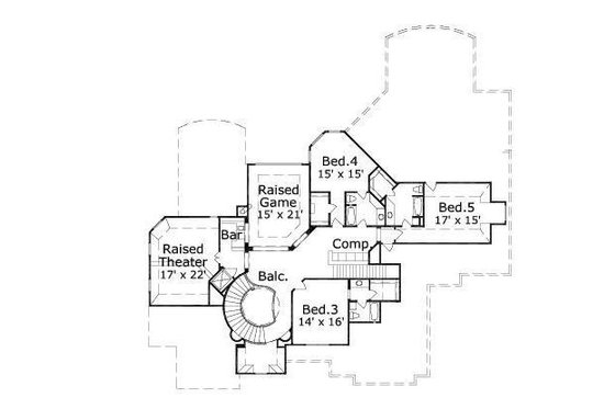Floor Plan - Upper Floor for European House Plan #411-663 - 5 bed, 5.5 bath