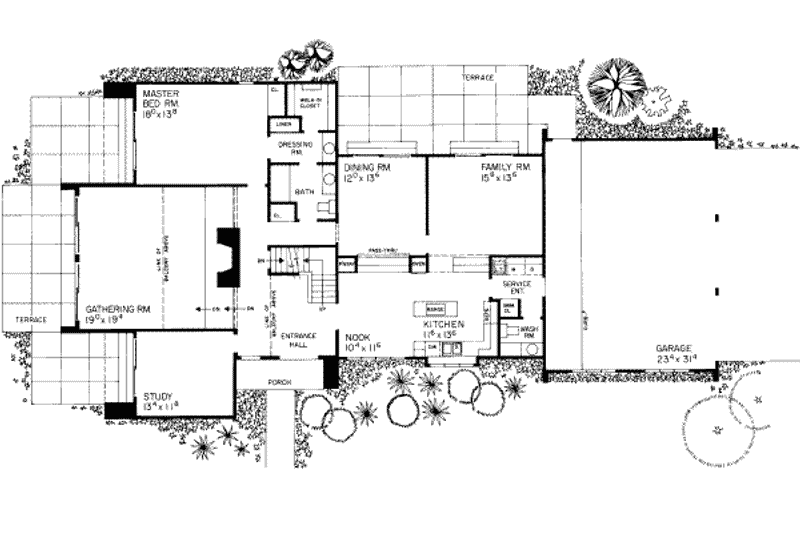 Home Plan - Floor Plan - Main Floor for Contemporary House Plan #72-361 - 4 bed, 2.5 bath