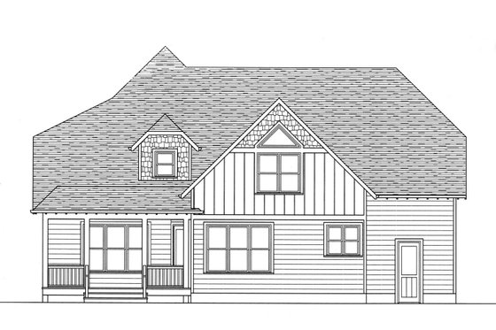 Exterior - Rear Elevation for Craftsman House Plan #413-841 - 4 bed, 3 bath