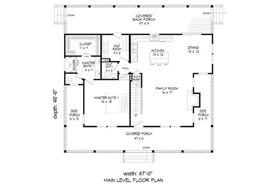 Floor Plan - Main Floor for Cabin House Plan #932-44 - 4 bed, 2.5 bath