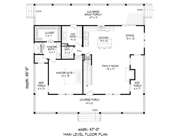 Architectural House Design - Cabin Floor Plan - Main Floor Plan #932-44