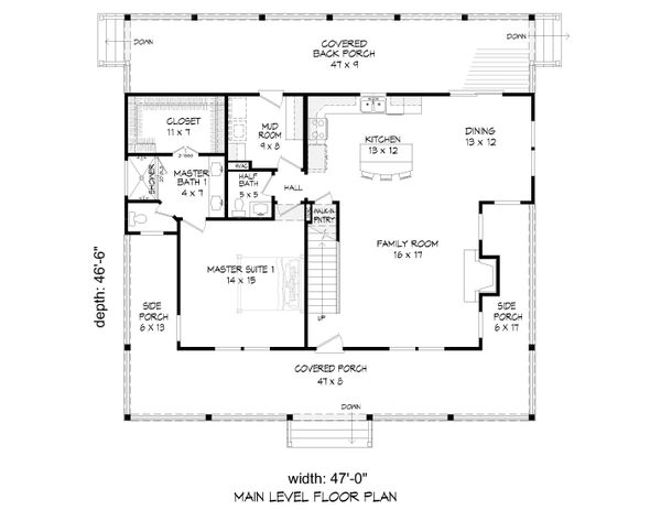 House Design - Cabin Floor Plan - Main Floor Plan #932-44