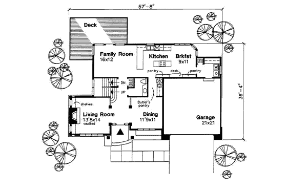 Floor Plan - Main Floor for Traditional House Plan #50-164 - 4 bed, 2.5 bath