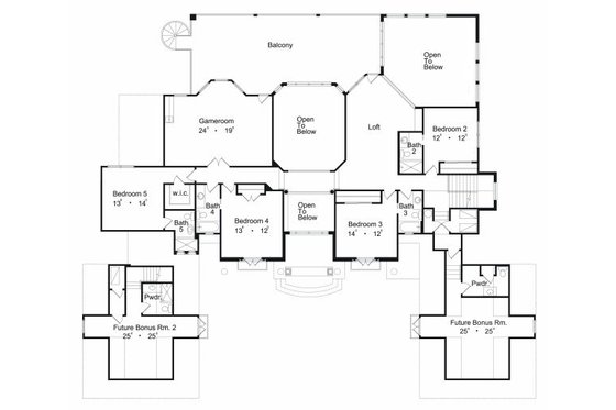 Floor Plan - Upper Floor for European House Plan #417-444 - 6 bed, 6.5 bath