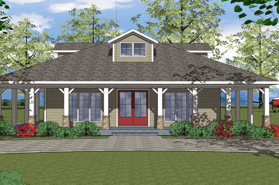 Exterior - Front Elevation for Craftsman House Plan #8-294 - 3 bed, 2 bath