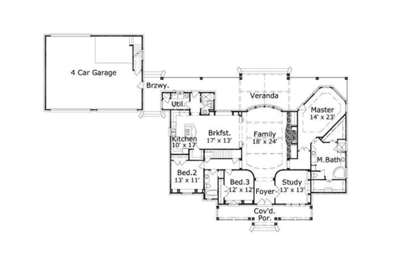 Floor Plan - Main Floor for Traditional House Plan #411-147 - 3 bed, 3 bath