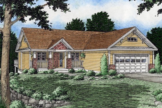 Exterior - Front Elevation 3 for Ranch House Plan #126-139 - 3 bed, 2 bath