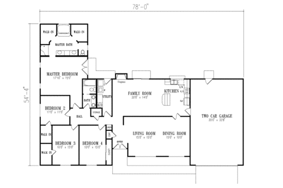 Floor Plan - Main Floor for Mediterranean House Plan #1-496 - 4 bed, 2 bath