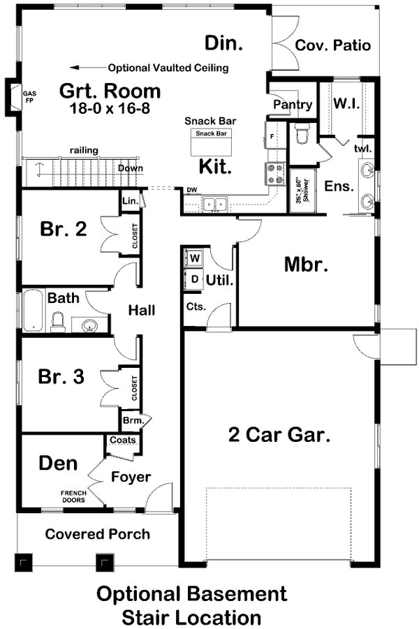 Floor Plan - Main Floor 1 for Contemporary House Plan #126-185 - 3 bed, 2 bath