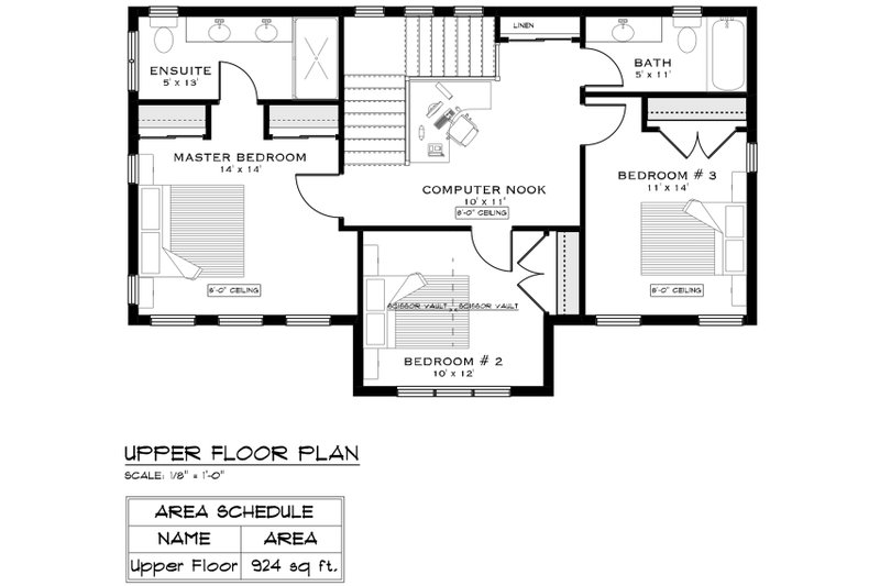 House Plan Design - Floor Plan - Upper Floor for Farmhouse House Plan #1101-17 - 4 bed, 3 bath