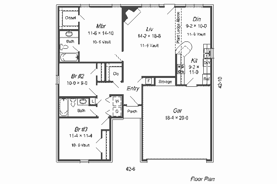 Floor Plan - Main Floor for Cottage House Plan #329-167 - 3 bed, 2 bath