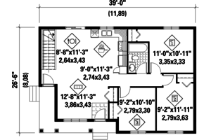Floor Plan - Main Floor for Ranch House Plan #25-4659 - 3 bed, 1 bath