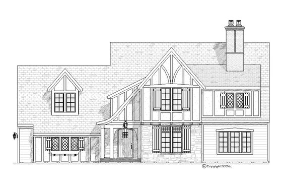Exterior - Front Elevation 3 for Tudor House Plan #901-13 - 4 bed, 3.5 bath